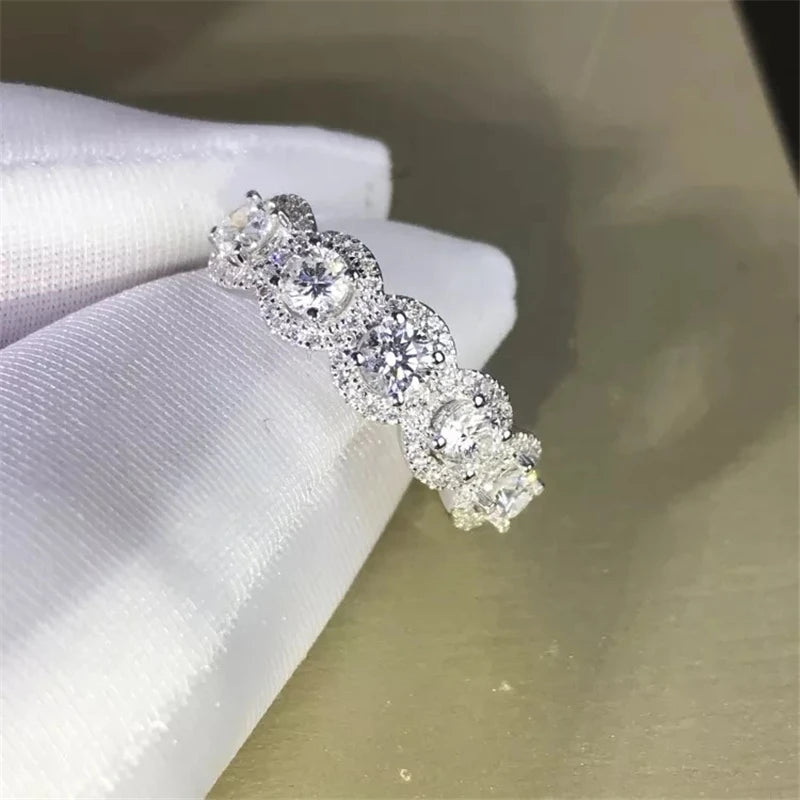 Silver Zircon Wedding Ring