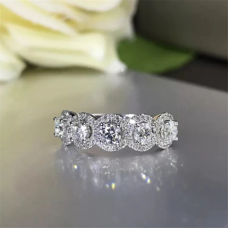 Silver Zircon Wedding Ring