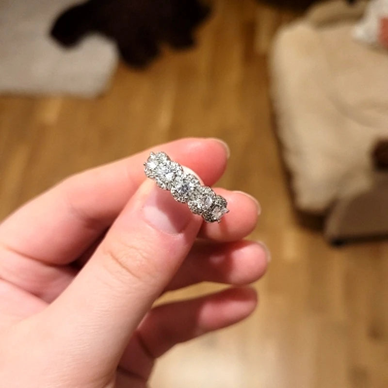Silver Zircon Wedding Ring
