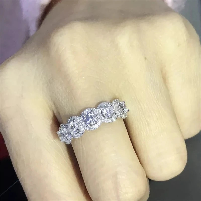 Silver Zircon Wedding Ring