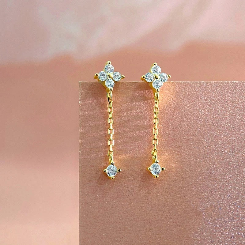 Crown Tassel Drop Earrings Set