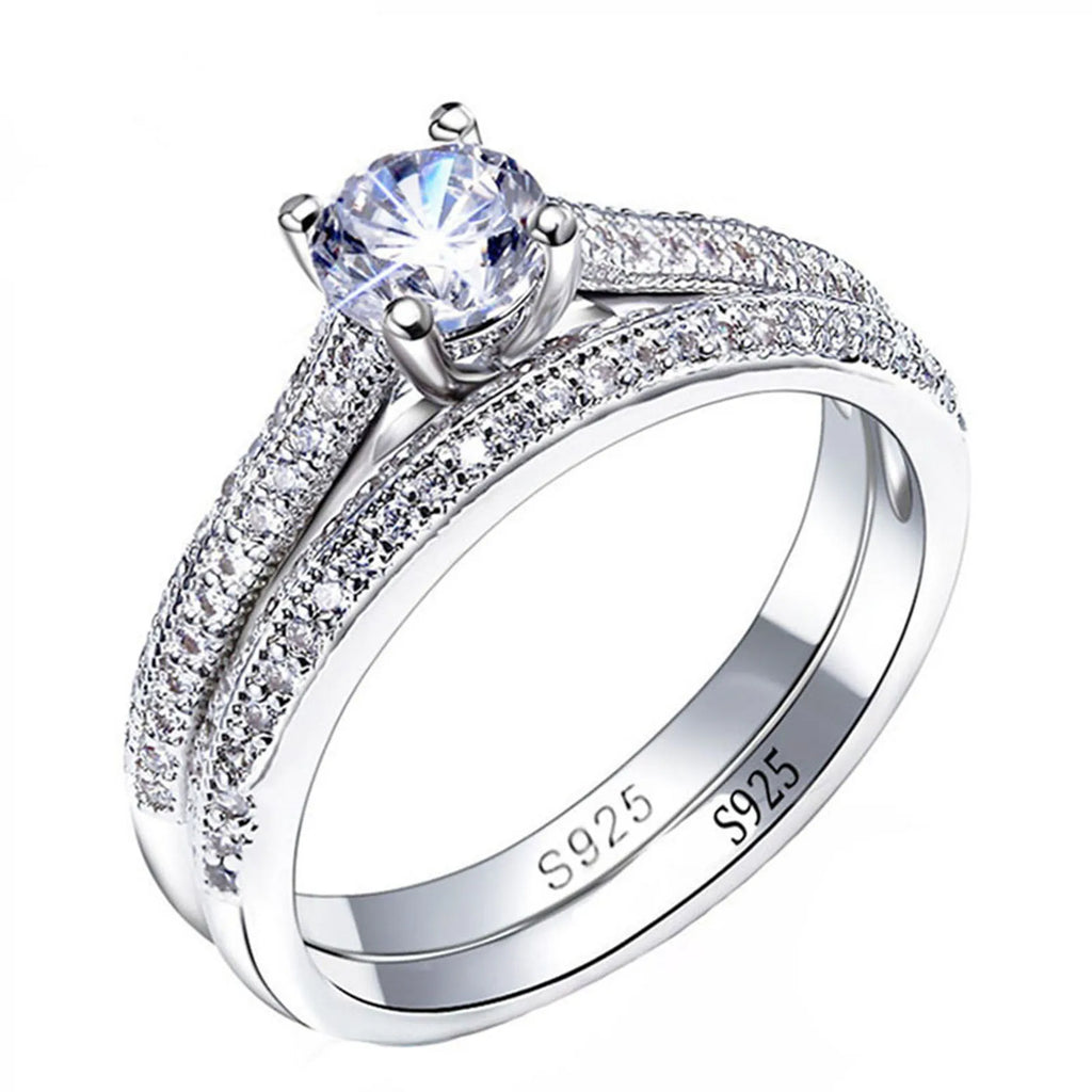 Vintage Halo Wedding Ring Set