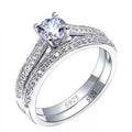 Vintage Halo Wedding Ring Set