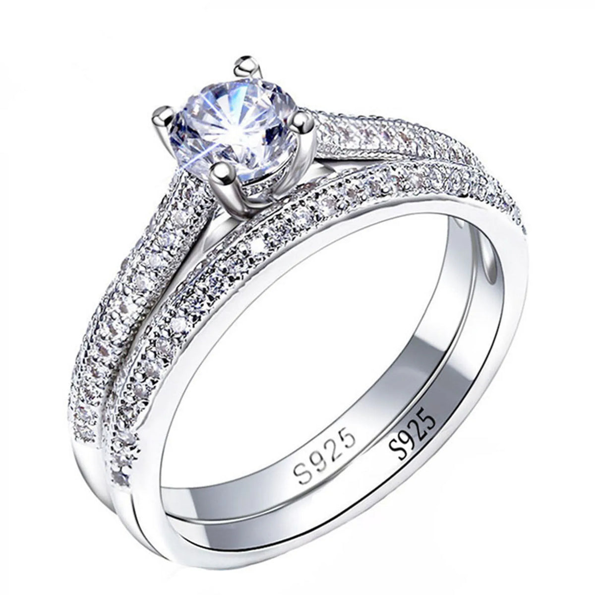 Vintage Halo Wedding Ring Set