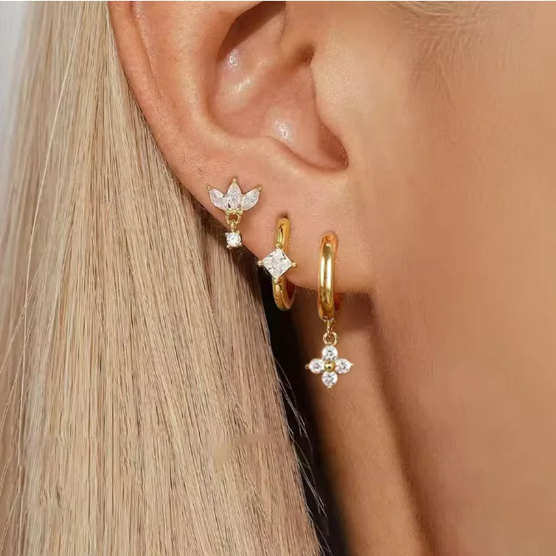 Crown Tassel Drop Earrings Set