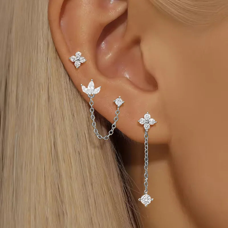 Crown Tassel Drop Earrings Set