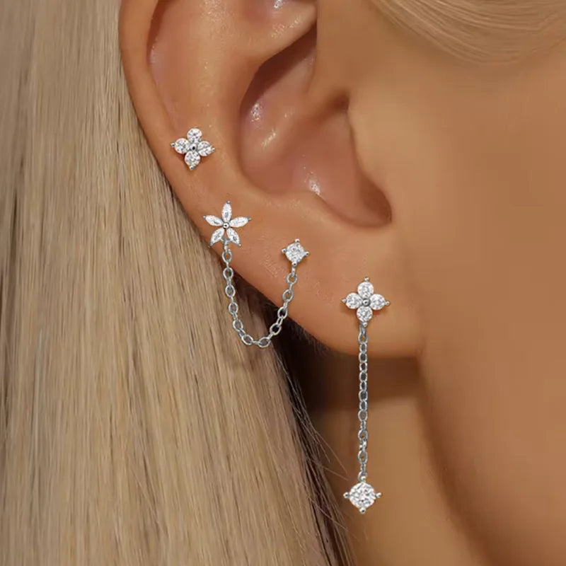 Crown Tassel Drop Earrings Set