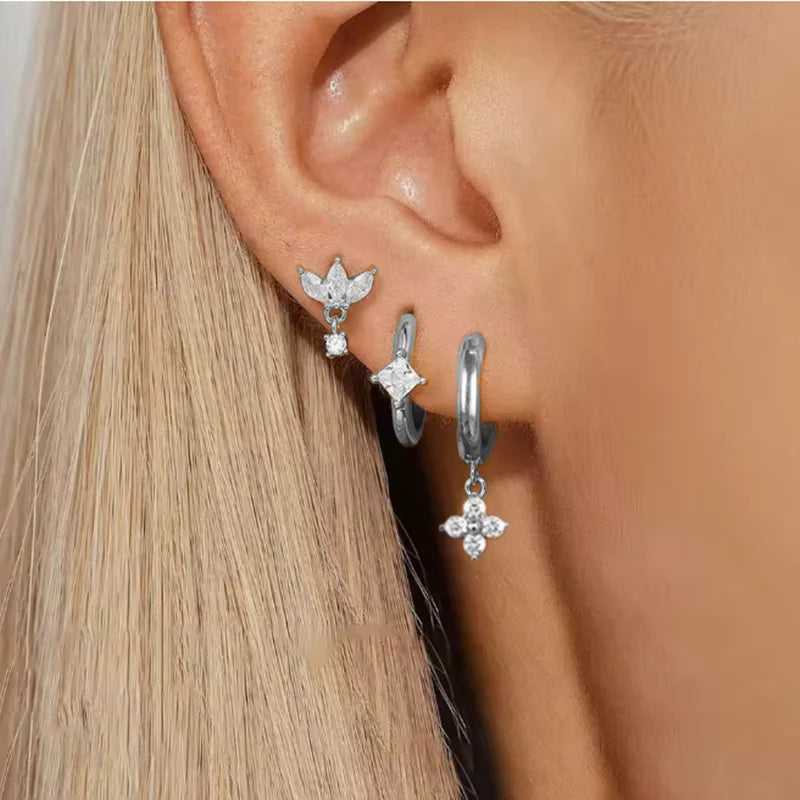 Crown Tassel Drop Earrings Set