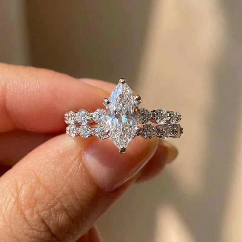 Marquise Zirconia Bridal Ring Set